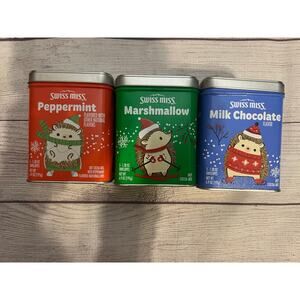 Swiss Miss Hot Cocoa Mix Empty Holiday Tins Set of 3 Hedgehog Design